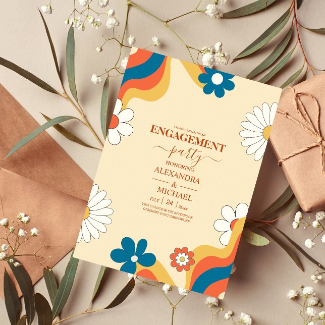 Retro Groovy 70's Themed Muted Tones Wedding  Invi Invitation (Creator Uploaded)
