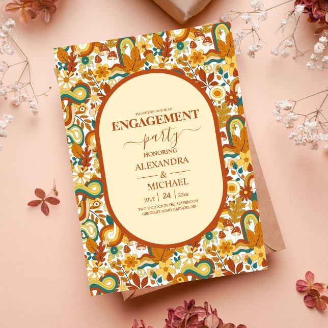 Retro Groovy 70's Themed Muted Tones Wedding Invit Invitation (Creator Uploaded)