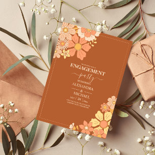 Retro Groovy 70's Themed Muted Tones Wedding Invitation