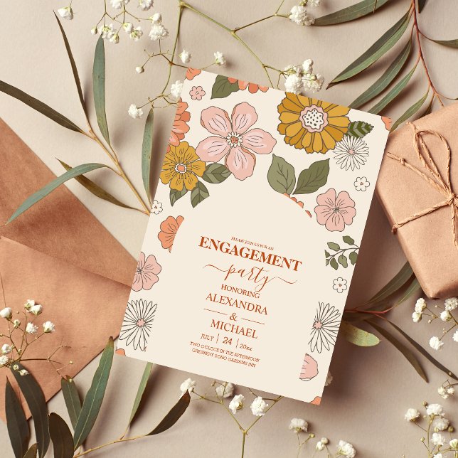 Retro Groovy 70's Themed Muted Tones Wedding  Invitation (Creator Uploaded)