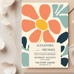 Retro Groovy 70's Themed Muted Tones Wedding Invitation