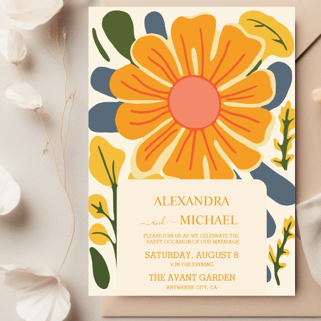Retro Groovy 70's Themed Muted Tones Wedding  Invitation (Creator Uploaded)