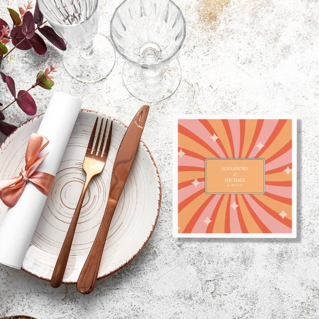 Retro Groovy 70's Themed Muted Tones Wedding Napki Napkin (Creator Uploaded)