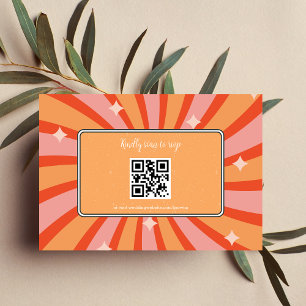 Retro Groovy 70's Themed Muted Tones Wedding RSVP Card