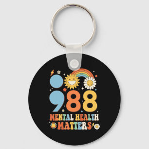 Retro Groovy 988 Mental Health Matters Suicide Pre Key Ring