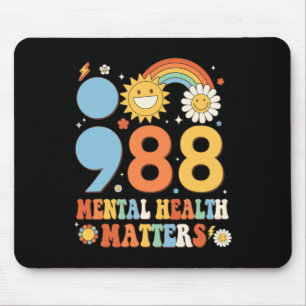 Retro Groovy 988 Mental Health Matters Suicide Pre Mouse Pad