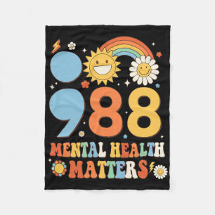 Retro Groovy 988 Mental Health Problems Suicide Pr Fleece Blanket