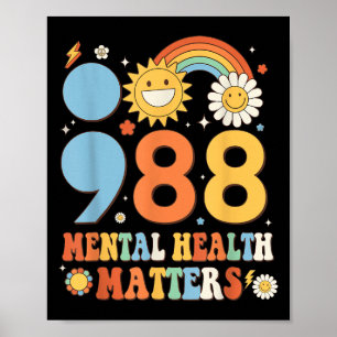 Retro Groovy 988 Mental Health S Suicide Preventio Poster