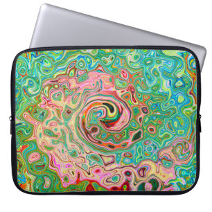 Retro Groovy Abstract Colorful Rainbow Swirl Laptop Sleeve