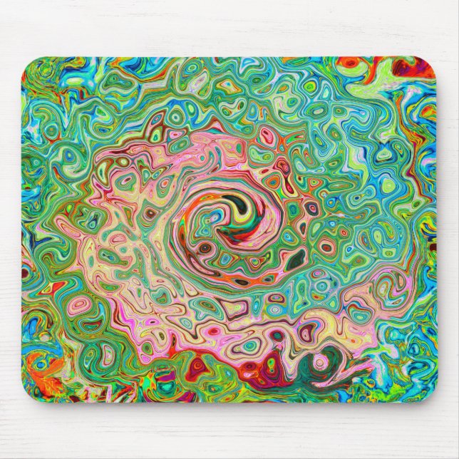 Retro Groovy Abstract Colorful Rainbow Swirl Mouse Pad (Front)