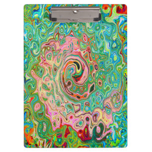 Retro Groovy Abstract Colourful Rainbow Swirl Clipboard
