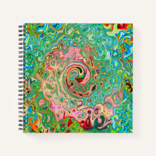 Retro Groovy Abstract Colourful Rainbow Swirl Notebook