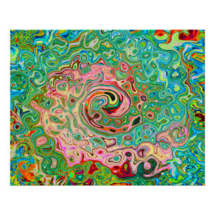 Retro Groovy Abstract Colourful Rainbow Swirl Poster