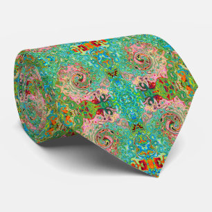 Retro Groovy Abstract Colourful Rainbow Swirl Tie