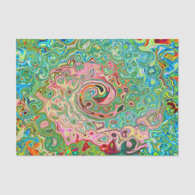 Retro Groovy Abstract Colourful Rainbow Swirl Tissue Paper (Front)
