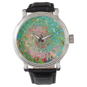 Retro Groovy Abstract Colourful Rainbow Swirl Watch