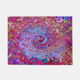 Retro Groovy Abstract Lavender and Magenta Swirl Doormat
