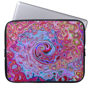 Retro Groovy Abstract Lavender and Magenta Swirl Laptop Sleeve