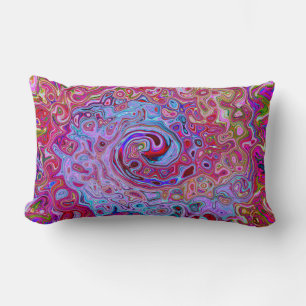 Retro Groovy Abstract Lavender and Magenta Swirl Lumbar Cushion