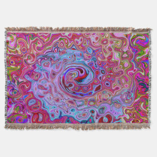 Retro Groovy Abstract Lavender and Magenta Swirl Throw Blanket