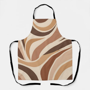 Retro Groovy Abstract Swirls Neutral Earth Tones Apron