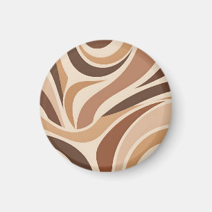 Retro Groovy Abstract Swirls Neutral Earth Tones Magnet
