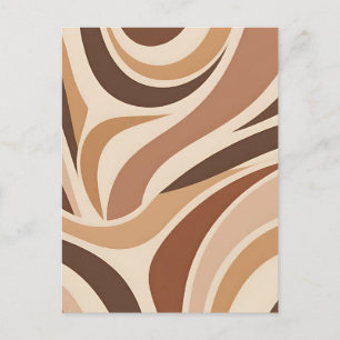 Retro Groovy Abstract Swirls Neutral Earth Tones Postcard