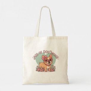 Retro Groovy Age of Dog Moms Frenchie Tote Bag