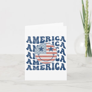 Retro Groovy America Usa Smile Face Patriotic 4th Card