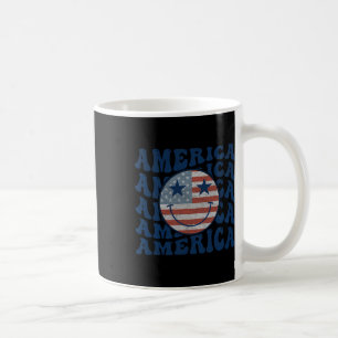 Retro Groovy America Usa Smile Face Patriotic 4th Coffee Mug