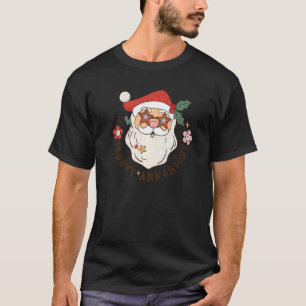 Retro Groovy And Bright Santa Claus Merry Christma T-Shirt