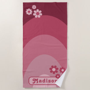 Retro Groovy Arch Daisy Personalised Beach Towel