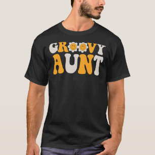 Retro Groovy Aunt Matching Family 1st Birthday Par T-Shirt