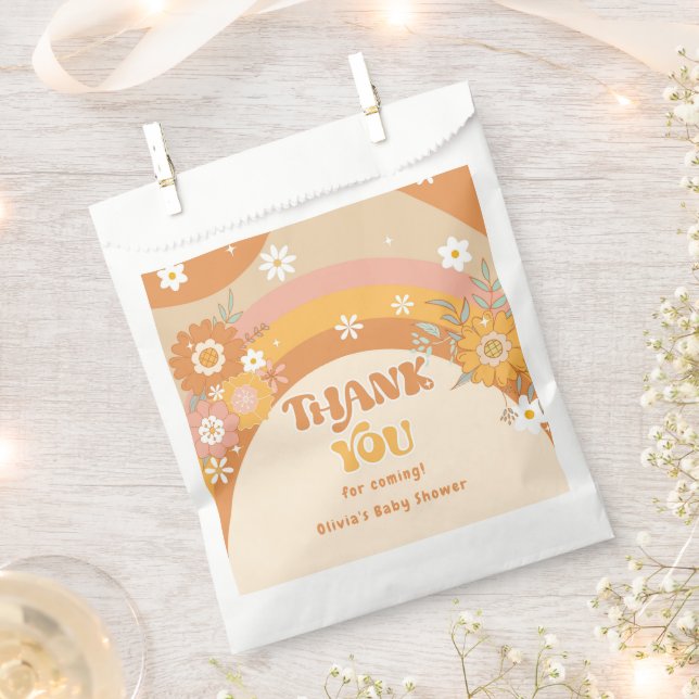 Retro groovy baby 70s floral thank you favour bag (Clipped)