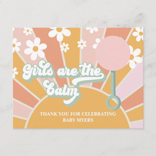 Retro Groovy Baby Balm Favour Enclosure Card (Front)