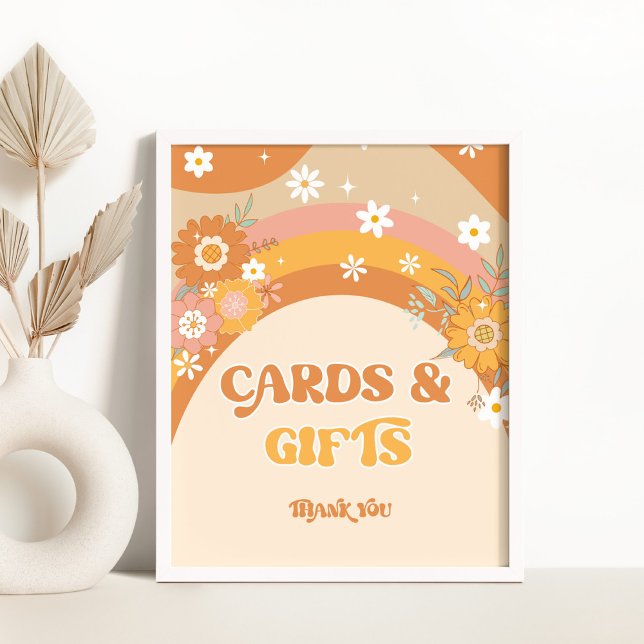 Retro groovy baby cards and gifts pedestal sign (Creator Uploaded)