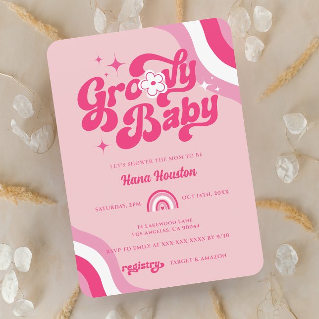 Retro Groovy Baby Girl Shower Invitation (Creator Uploaded)