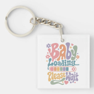 Retro Groovy Baby Loading Please Wait Maternity Key Ring