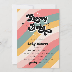 Retro Groovy Baby Shower  Invitation