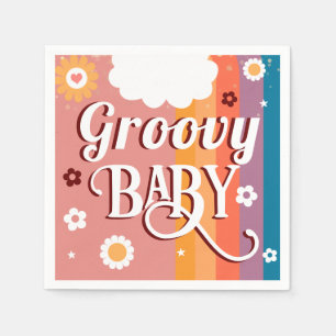 Retro Groovy Baby Shower Napkin