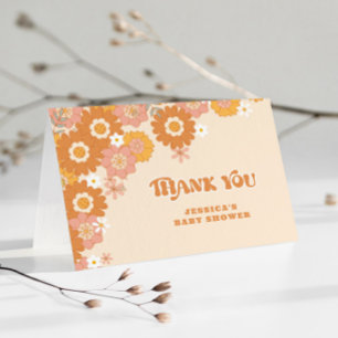 Retro groovy baby shower thank you card
