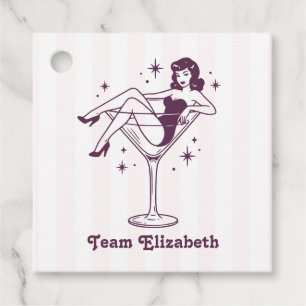Retro Groovy Bach Lady Team Bride Bachelorette Favour Tags