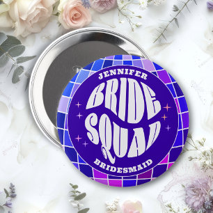 Retro Groovy Bachelorette Bride Squad Bridesmaid 10 Cm Round Badge