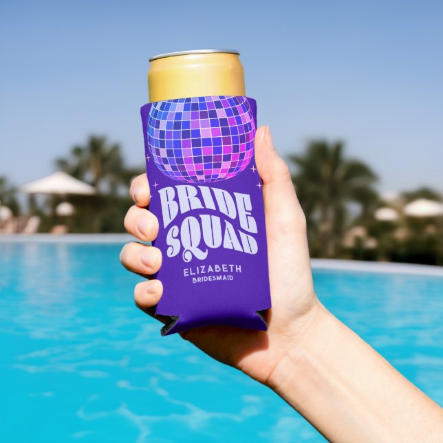 Retro Groovy Bachelorette Bride Squad Bridesmaid Seltzer Can Cooler (In Situ Pool)