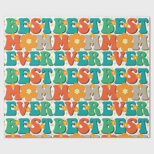 Retro Groovy Best Mum Ever Colourful Wrapping Paper