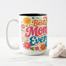Retro Groovy Best Mum Ever Floral Typography Gift