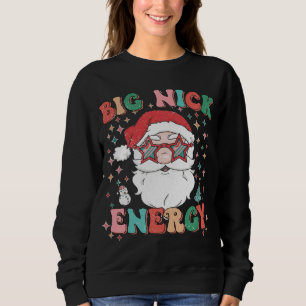 Retro Groovy Big Nick Energy Funny Christmas Santa Sweatshirt