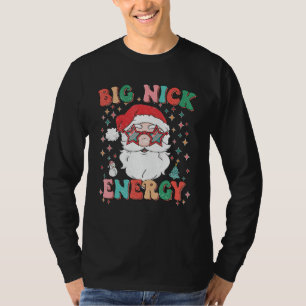 Retro Groovy Big Nick Energy Funny Christmas Santa T-Shirt