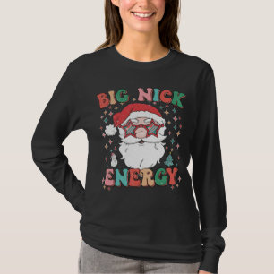 Retro Groovy Big Nick Energy Funny Christmas Santa T-Shirt