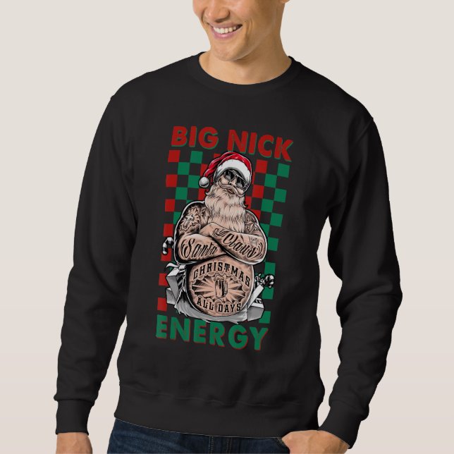 Retro Groovy Big Nick Energy Santa Christmas Trend Sweatshirt (Front)